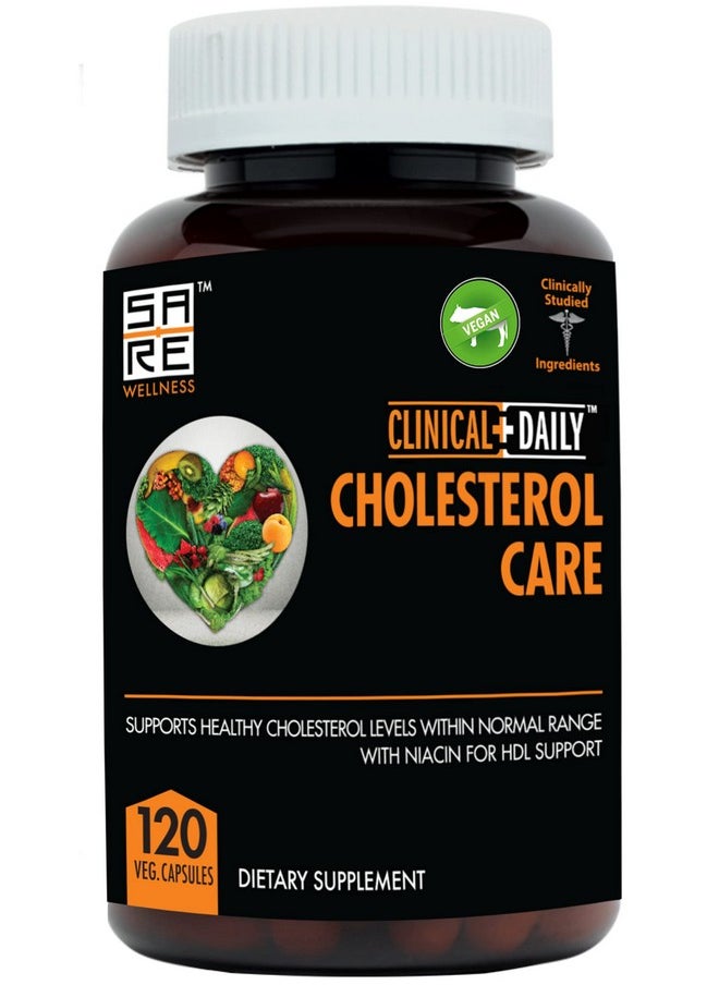Clinical Daily - Cholesterol Care Supplement. Vegan Cholesterol And Triglyceride Supplements. Plant Sterols Supplements Cholesterol Support With Guggul Garlic Niacin. 120 Capsules - Image 1