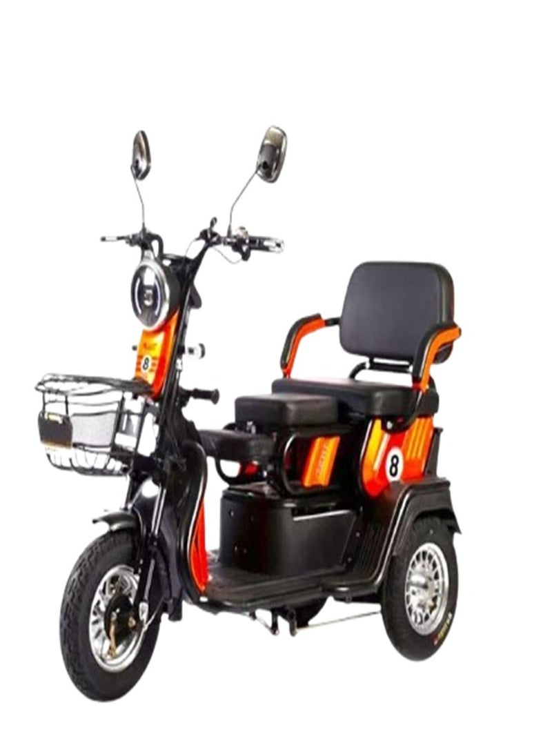 NIYAZI Electric Scooter | Electric Scooter for Adults | Strong Senior Scooter | 2025 Model | 60V Battery | 600W Motor | Large Digital Display | Comfortable Seats for Two Riders + Child Seat | Rear Trailer | 12-Inch Tubeless Tires | 4 Suspensions | LED Lights and Turn Signals | High Quality | 2 Mirrors | 2 Remote Controls
