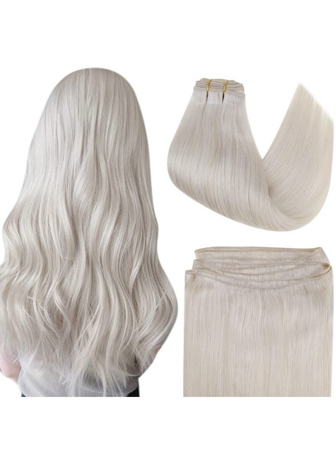 Easyouth White Blonde Weft Hair Extensions Human Hair Sew In Extensions Blonde Sew In Hair Extensions Real Human Hair Blonde Weft Hair Extensions Human Hair 22Inch 100G - Image 1