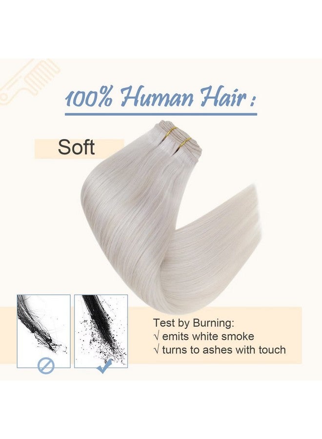 Easyouth White Blonde Weft Hair Extensions Human Hair Sew In Extensions Blonde Sew In Hair Extensions Real Human Hair Blonde Weft Hair Extensions Human Hair 22Inch 100G - Image 4