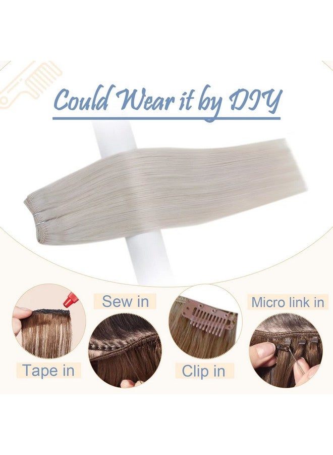 Easyouth White Blonde Weft Hair Extensions Human Hair Sew In Extensions Blonde Sew In Hair Extensions Real Human Hair Blonde Weft Hair Extensions Human Hair 22Inch 100G - Image 5