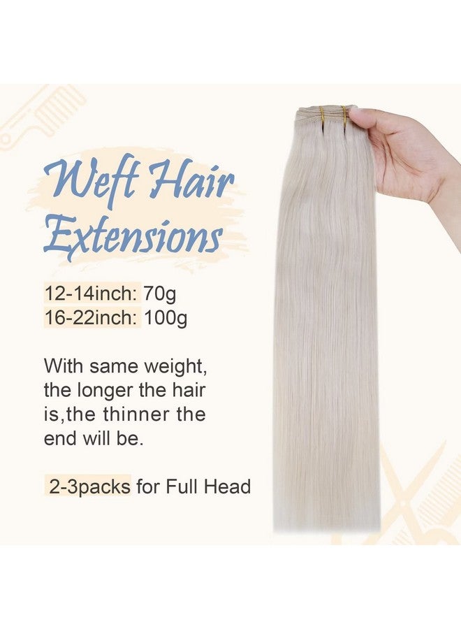 Easyouth White Blonde Weft Hair Extensions Human Hair Sew In Extensions Blonde Sew In Hair Extensions Real Human Hair Blonde Weft Hair Extensions Human Hair 22Inch 100G - Image 2