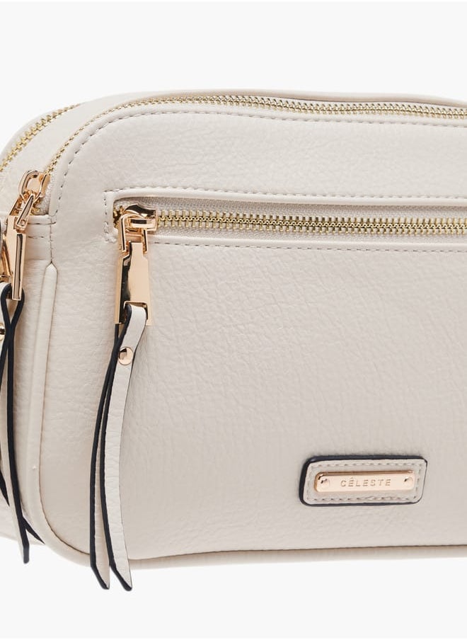 Celeste Women Textured Crossbody Bag with Zip Closure and Adjustable Strap  - Image 4