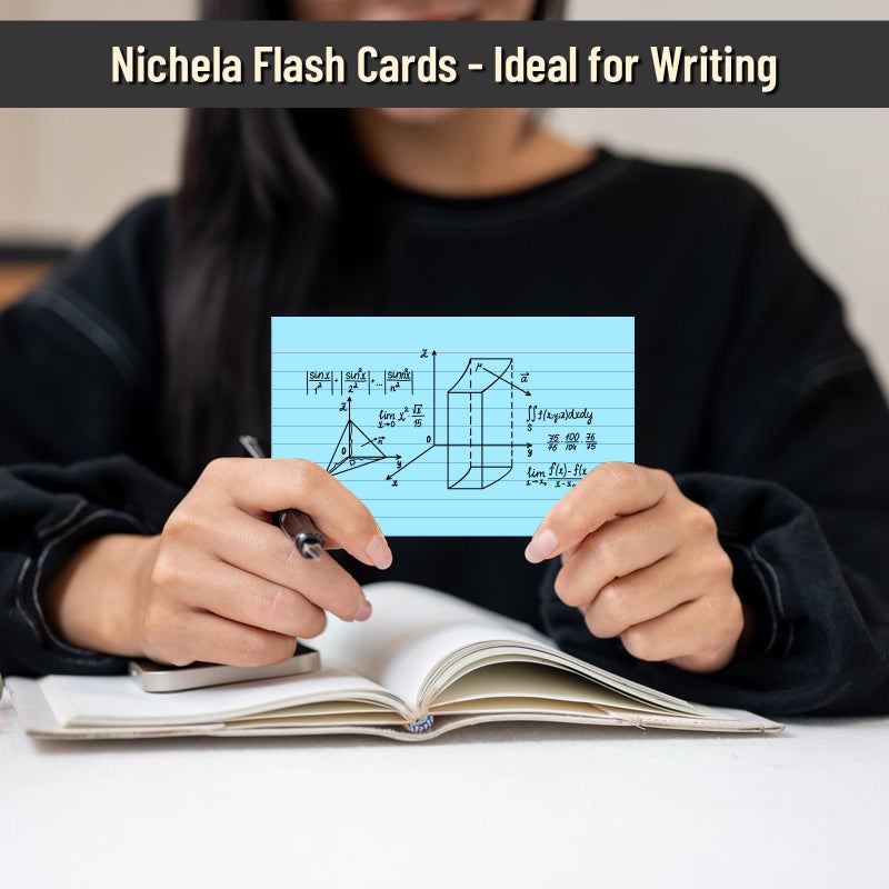 Nichela 300 Count Index Cards 3 x 5 Inch Ruled Blue Index Cards, Flash Cards College Ruled for School, College, Office and Home Organization, Durable Study To Do List Note Cards with Ruled Lines - Image 5