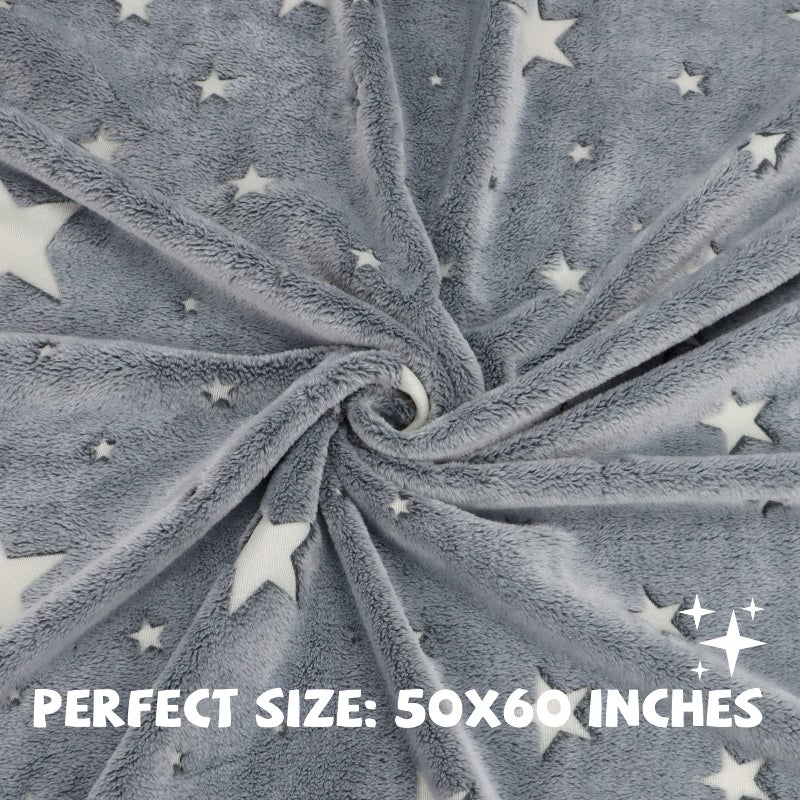 REXEO Glow in The Dark Star Space Blanket for Kids, Grey Cute Galaxy Throw for Boys Girls, Soft Flannel Toddler Blanket, Bedroom Room Decor, Birthday Gifts, 50" x 60" - Image 5