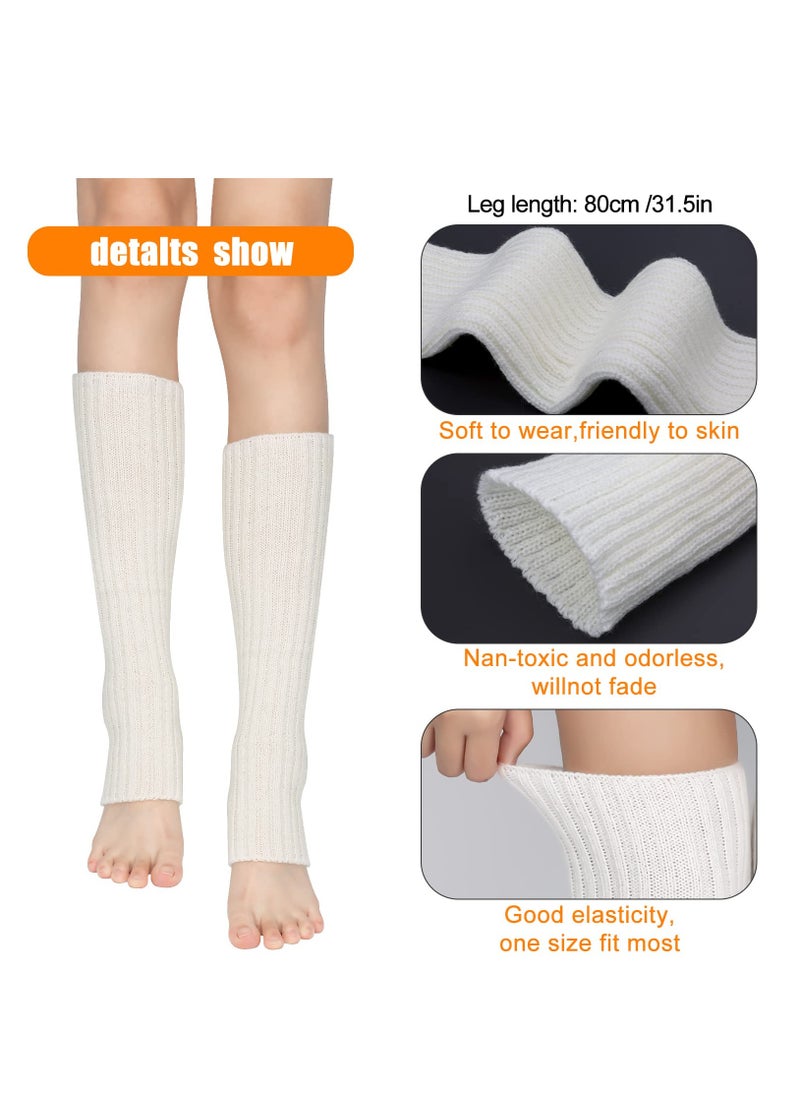 KASTWAVE - 1 Pair Leg Warmer, Ladies 80s Calf Sleeves Goth Ribbed Knit Leg Ankle Socks for Girls Women Party Dance Sports Yoga Cable Knit Thigh High Boot Socks Extra Long Winter Leg Warmers - Image 1