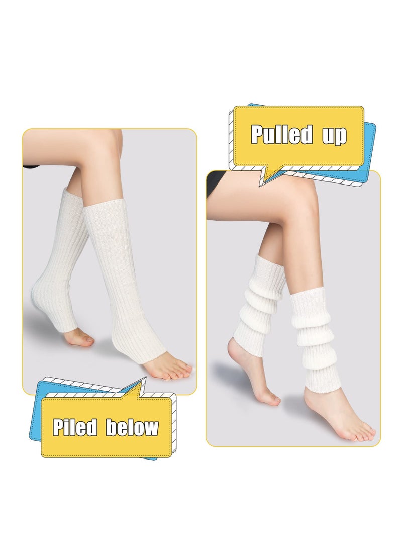 KASTWAVE - 1 Pair Leg Warmer, Ladies 80s Calf Sleeves Goth Ribbed Knit Leg Ankle Socks for Girls Women Party Dance Sports Yoga Cable Knit Thigh High Boot Socks Extra Long Winter Leg Warmers - Image 1