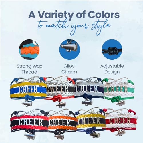 Infinity Collection - Cheer Charm Bracelet - Infinity Love Adjustable Jewelry in Team Colors, Cheer Jewelry and Accessories, Gift for Cheerleaders and Teams - Image 4
