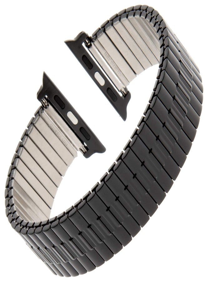 Gilden Extra Long Expansion Wide Stainless Steel Metal Watch Band 552W-SMART, fits Apple Apple Watch (Black, Fits 42, 44, 45mm) - Image 1