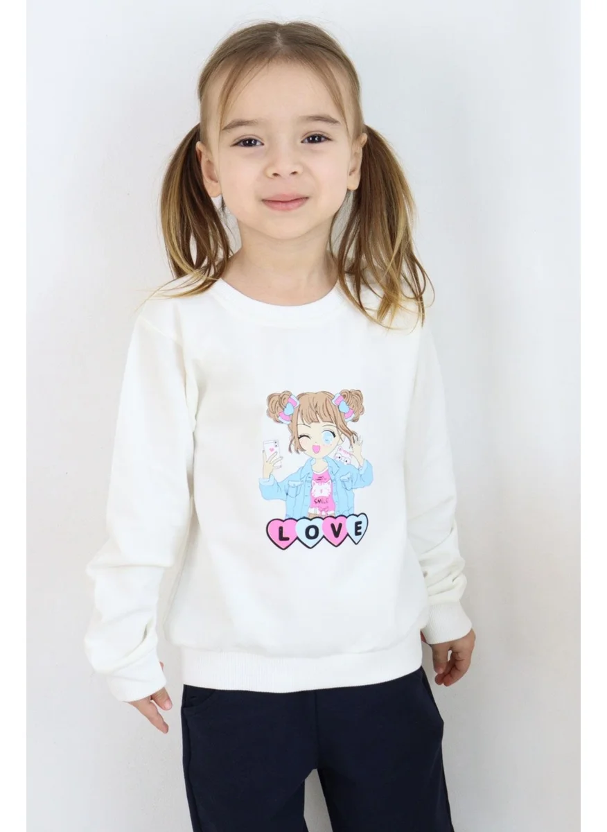 Breeze Girl's Sweatshirt Girl Printed 1.5-5 Years, Ecru