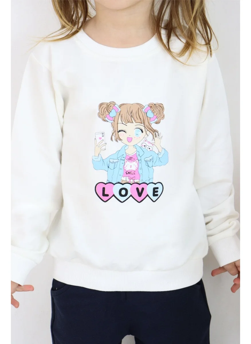 Breeze Girl's Sweatshirt Girl Printed 1.5-5 Years, Ecru
