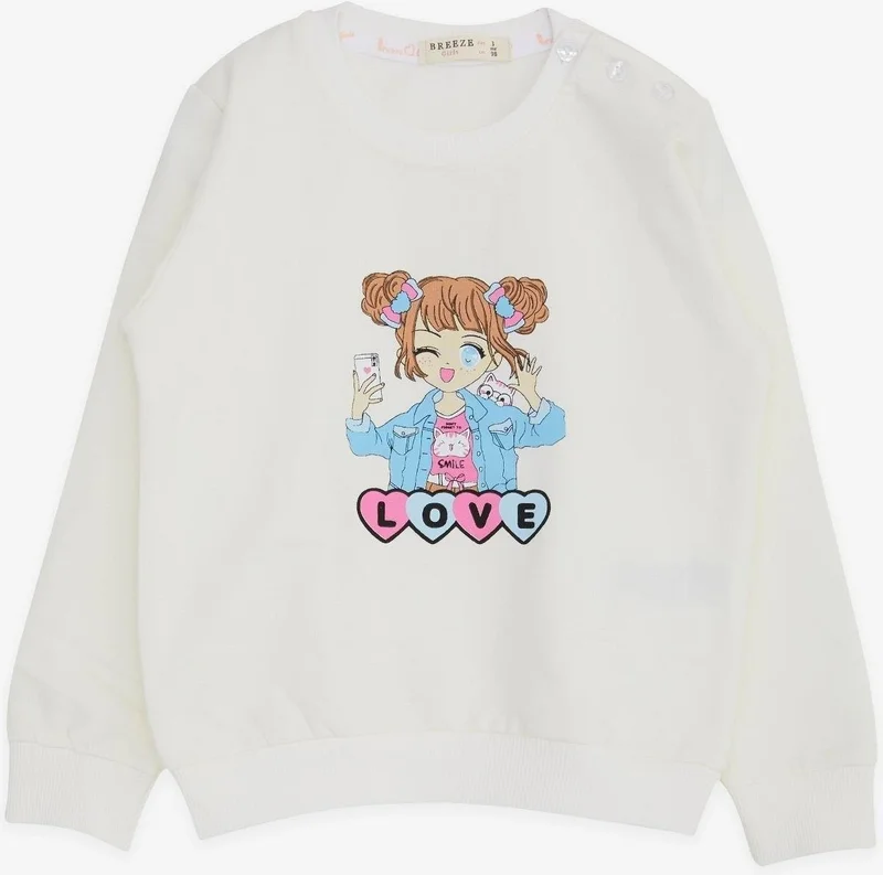 Breeze Girl's Sweatshirt Girl Printed 1.5-5 Years, Ecru