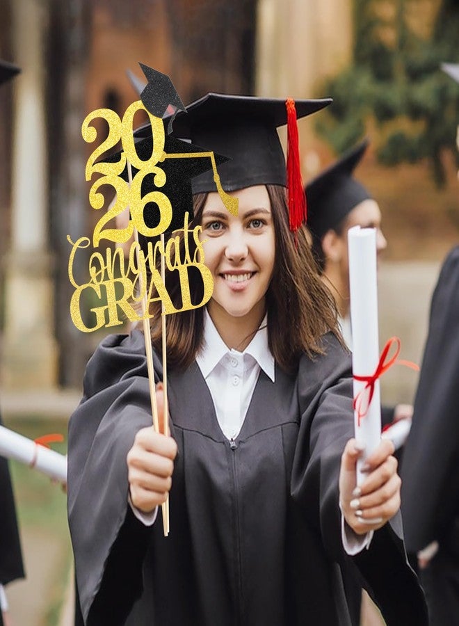 ALMHH Graduation Decoration Class of 2024, 16 PCS Gold and Black Double Sided Sparkling Graduation Centerpieces Sticks for Table, 2024 Graduation Party Decorations, Table Toppers, Set of 4 - Image 3