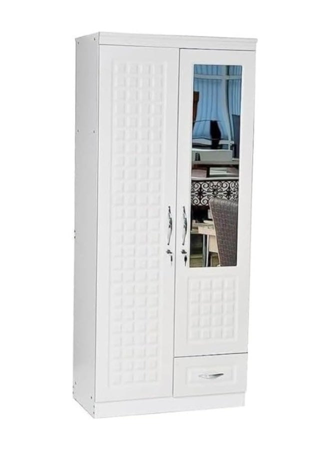 ABX HOME Shaku 2 Door Wooden Wardrobe With Mirror and One Drawer (With Installation) - Image 3