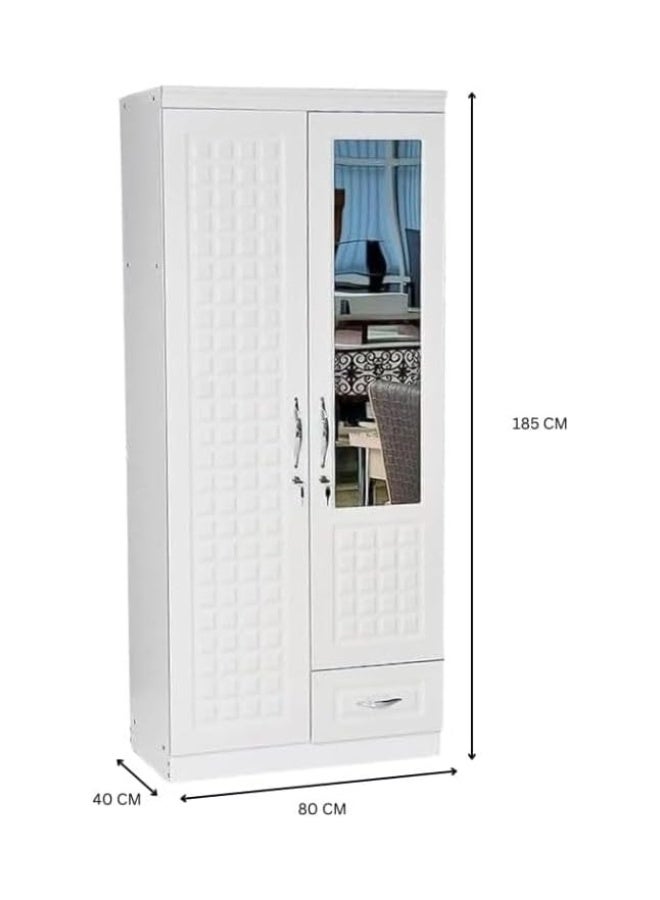ABX HOME Shaku 2 Door Wooden Wardrobe With Mirror and One Drawer (With Installation) - Image 4