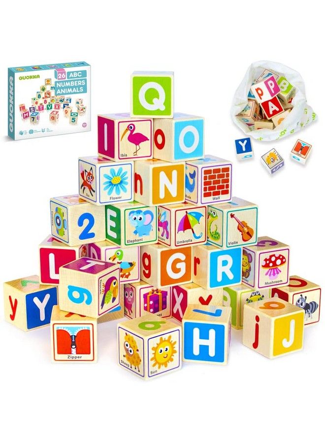 quokka Wooden Blocks For Toddlers 13 26 Abc Learning Baby Blocks For Kids 35 Year Olds Stacking Alphabet Wood Toys For 24 Yo Educational With Letters Numbers - Image 1
