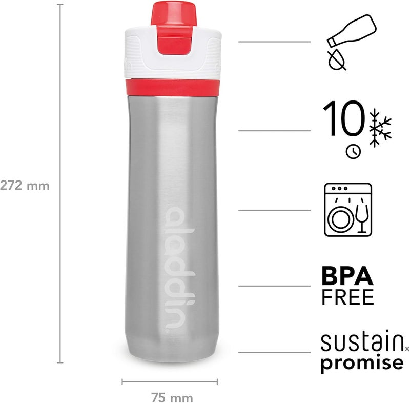 Aladdin Active Hydration Thermavac™ Stainless Steel Water Bottle 0.6L Red - Leakproof & Insulated - Image 3