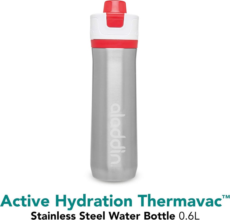 Aladdin Active Hydration Thermavac™ Stainless Steel Water Bottle 0.6L Red - Leakproof & Insulated - Image 2