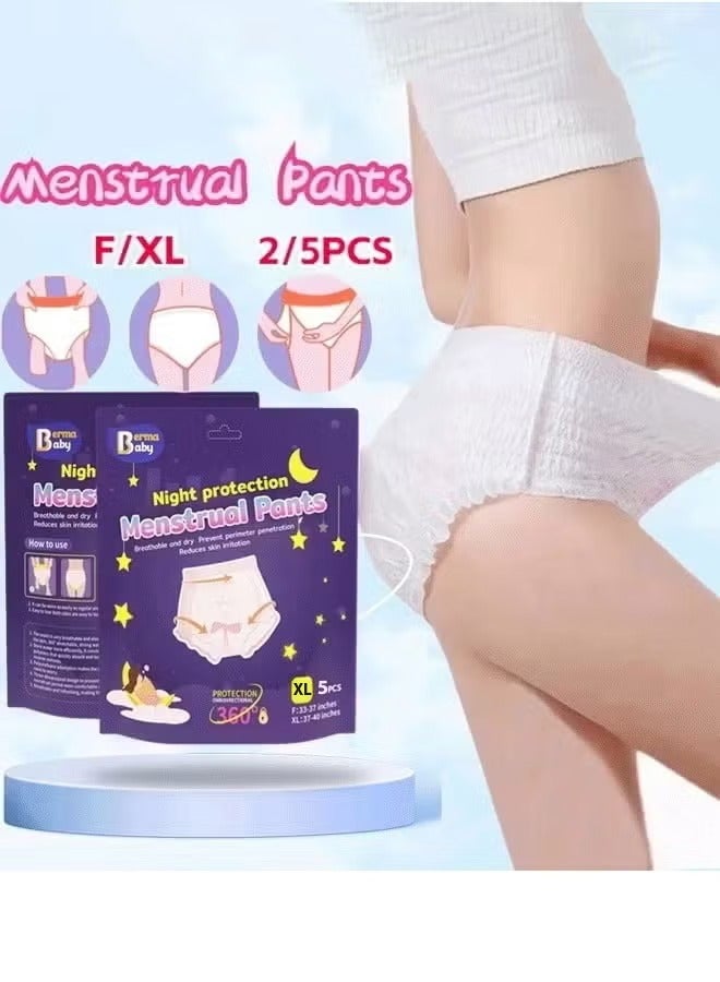 Berma Baby سراويل حيض للاستخدام مرة واحدة، عبوة من 5 قطع XL سراويل حيض رفيعة للغاية وجيدة التهوية، مقاس كبير ناعمة وصديقة للبشرة - Image 1