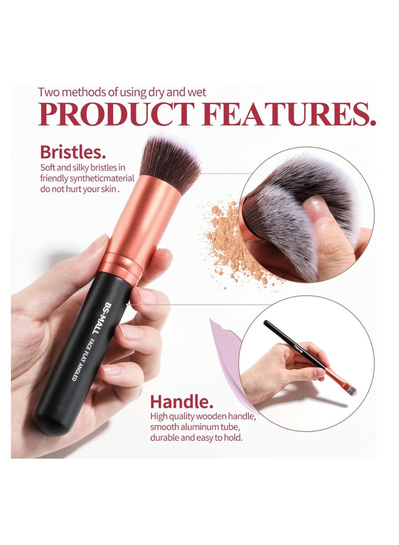 BS مول High Quality Synthetic Makeup Brush Set Foundation, Eyeshadow, Concealer Brush Set of 14 Pieces Rose Gold, 1 Set by BS-Mall  - Image 2