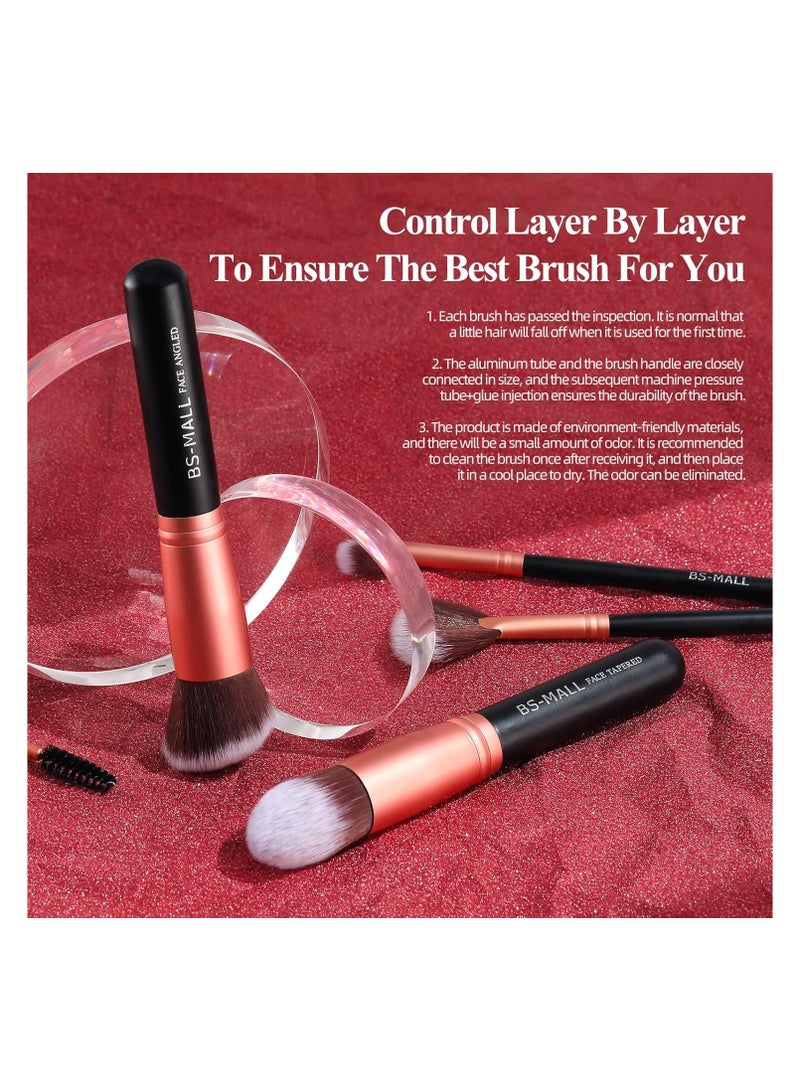 BS مول High Quality Synthetic Makeup Brush Set Foundation, Eyeshadow, Concealer Brush Set of 14 Pieces Rose Gold, 1 Set by BS-Mall  - Image 4