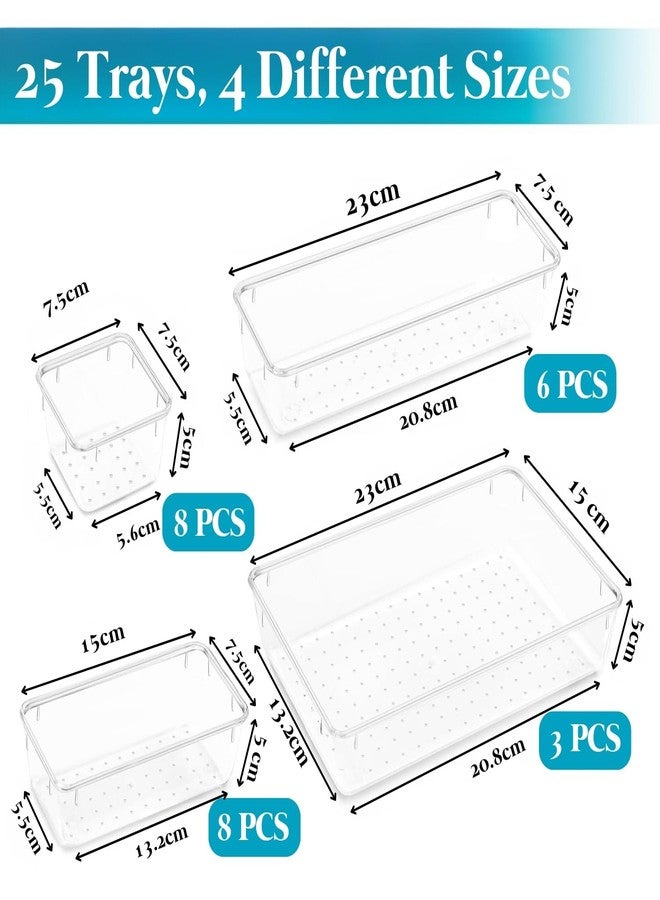QZEMEL Drawer Organisers Set, 25 PCS Acrylic Drawer Organiser Trays, Clear Pantry Organizer & Drawer Storage Boxes, Non-Slip Stackable for Kitchen, Makeup, Office - Image 2