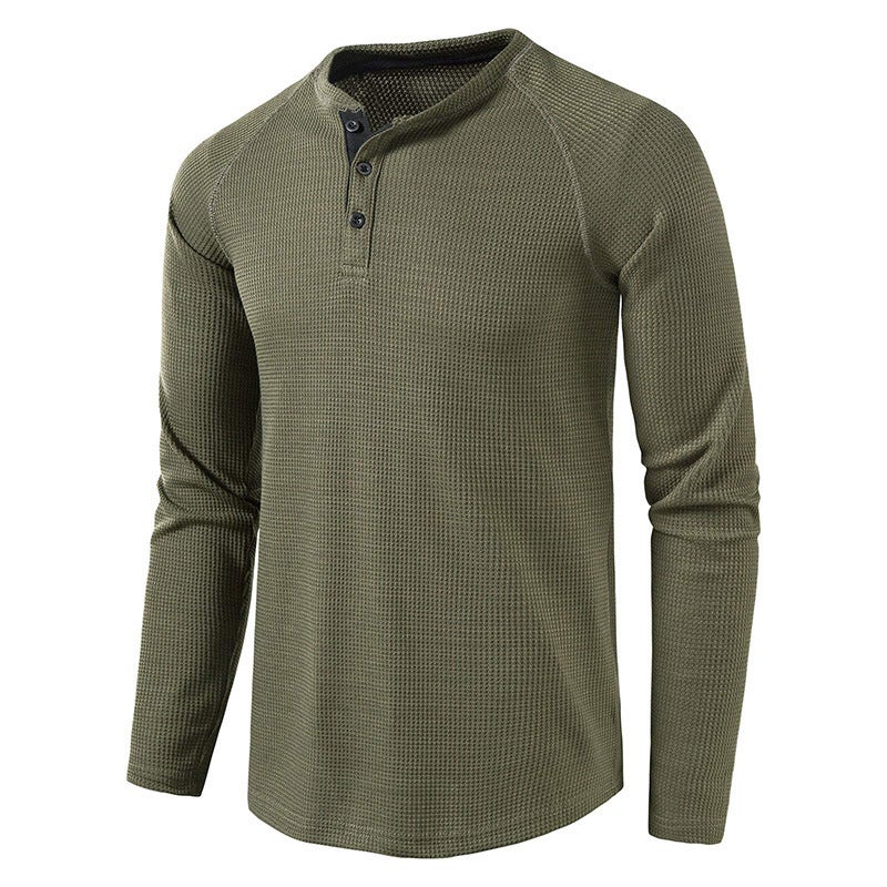 Autumn and Winter New Cross-Border Men''s T-Shirt Henry and Men''s Pure Color Export Long-Sleeved T-Shirt Bottoming Shirt - Image 1