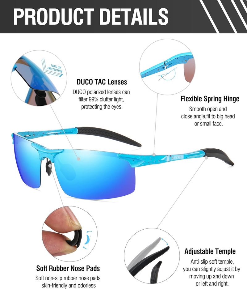 Duco Mens Sports Polarized Sunglasses UV Protection Sunglasses for Men 8177s - Image 4