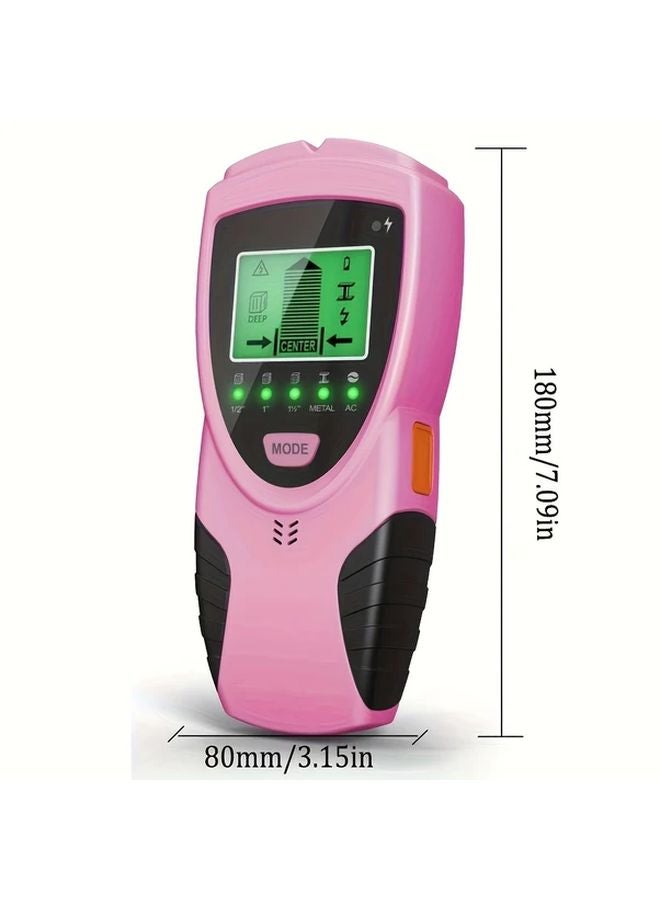 5 In 1 Wall Scanner Stud Finder With LCD Display Detects Wood AC Wires Metal Studs Pink - Image 3