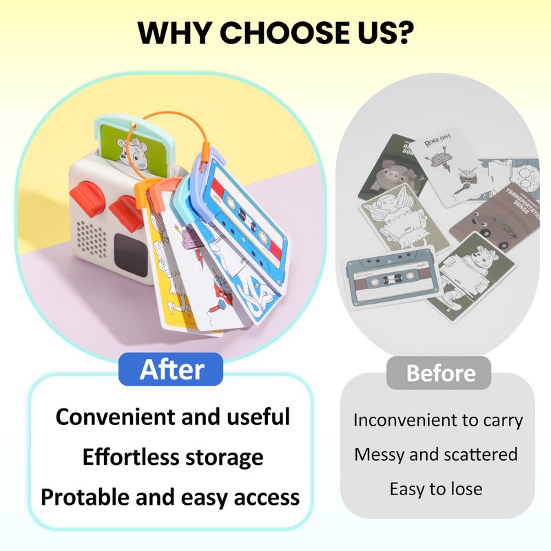 Viotiin 10 Pcs Reusable Plastic Card Holders for Yoto Cards with 3 Ring Loops, Portable Card Holder for Yoto Mini Player Audio Cards, Kids Travel Carrier, Yoto Accessory Organizer Storage Set - Image 3