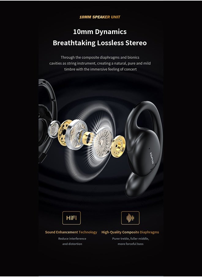 Awei - Bluetooth Headphones, Big Bass True Wireless Headphones with Bluetooth 5.4/18 Hour Playback Function/17 Hour Talk/1.5 Hour Quick Charge Time/10 Meter Transmission Distance/High Fidelity Sound, Sensorless Wear, Black - Image 1