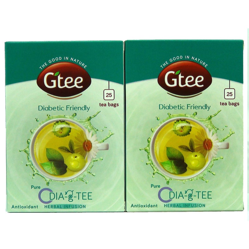 GTEE Dia-g-TEE Diabetic Friendly Tea with Gymnema, Bitter Gourd, Green Tea, 25 Tea Bags (Pack of 2) - Image 3