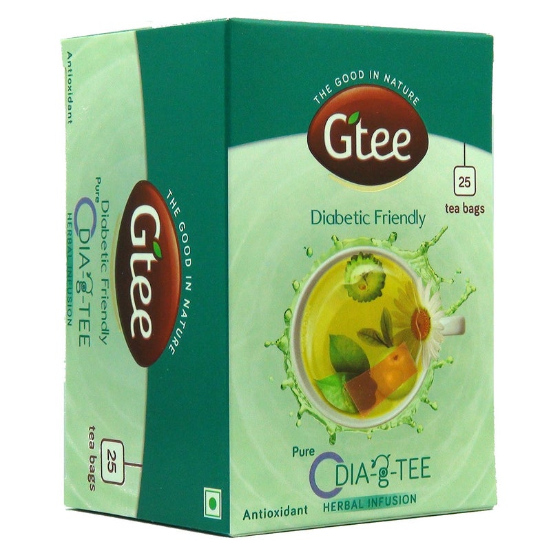 GTEE Dia-g-TEE Diabetic Friendly Tea with Gymnema, Bitter Gourd, Green Tea, 25 Tea Bags (Pack of 2) - Image 2