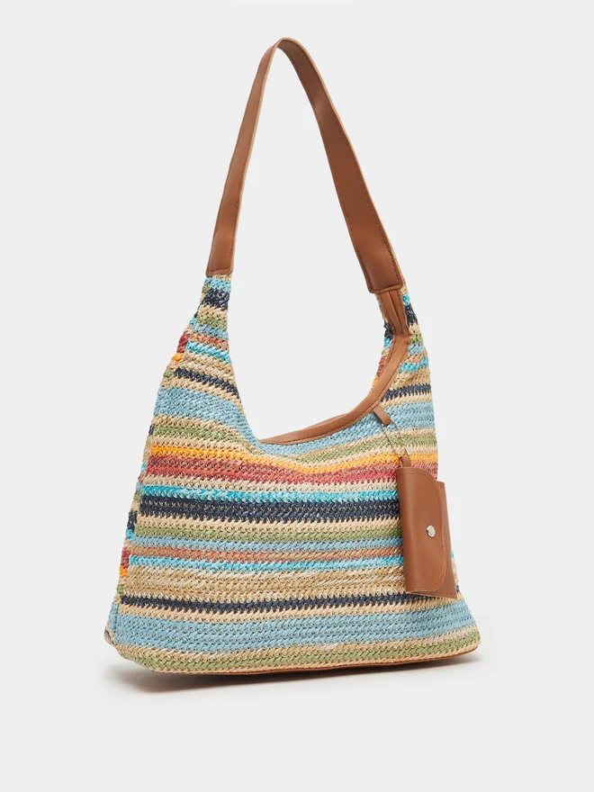 Styli Styli Color Block Knitted Shoulder Bag