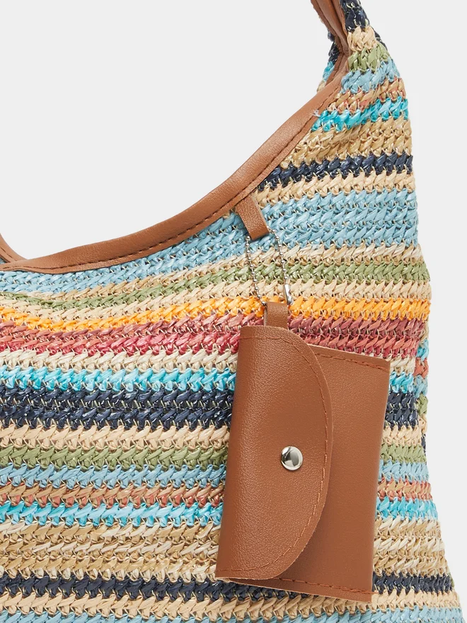 Styli Styli Color Block Knitted Shoulder Bag