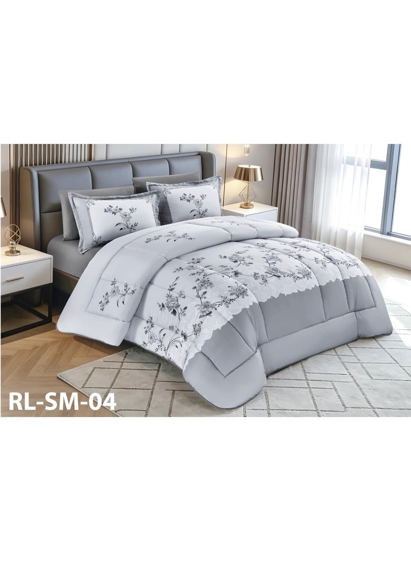 Modern-design floral bedspread set for a double bed (6 pieces), size 250x230 cm.