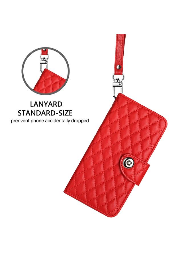 Zaboon Case For Huawei P smart 2021 Rhombic Texture Flip Leather Phone Case with Lanyard - Image 5