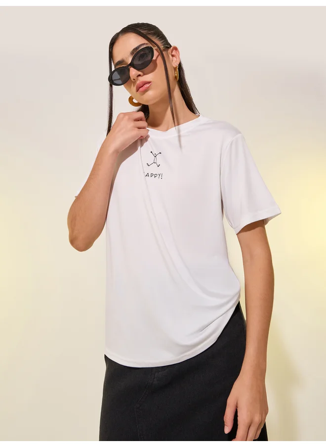 Take Two Take Two Round Neck Graphic Print T-Shirt