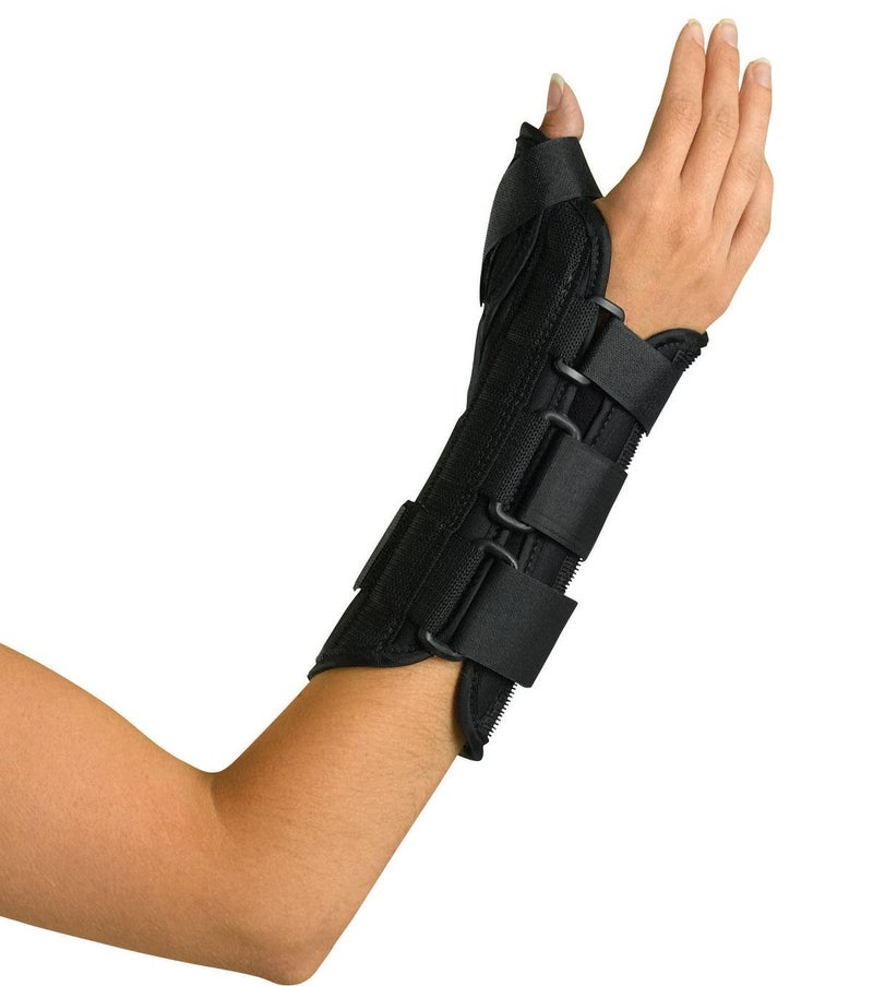 Medline Wrist/Forearm Splint with Abducted Thumb  8 Inch Long  Size M  Fits 6.5-8 Inch Wrist  Right Arm  Black  1 Each