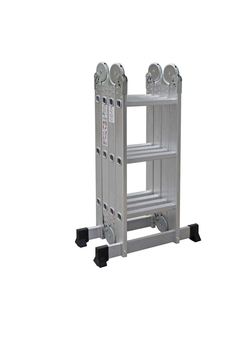 Genuine Factory Multi Purpose 4x3 x 3.7m Foldable Aluminium Ladder 12 Rungs - Image 1
