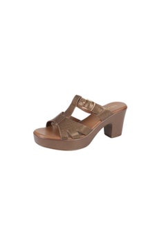 Michelle Morgan 092-2888 Michelle Morgan Ladies Block Heel Sandals 314RJ852 Coffee  - Image 1