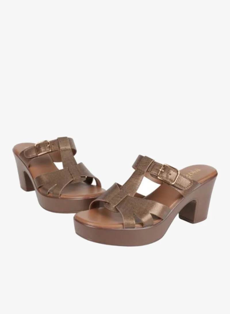 Michelle Morgan Coffee 092-2888 Michelle Morgan Ladies Block Heel Sandals 314RJ852 Coffee for Women | Best Price UAE