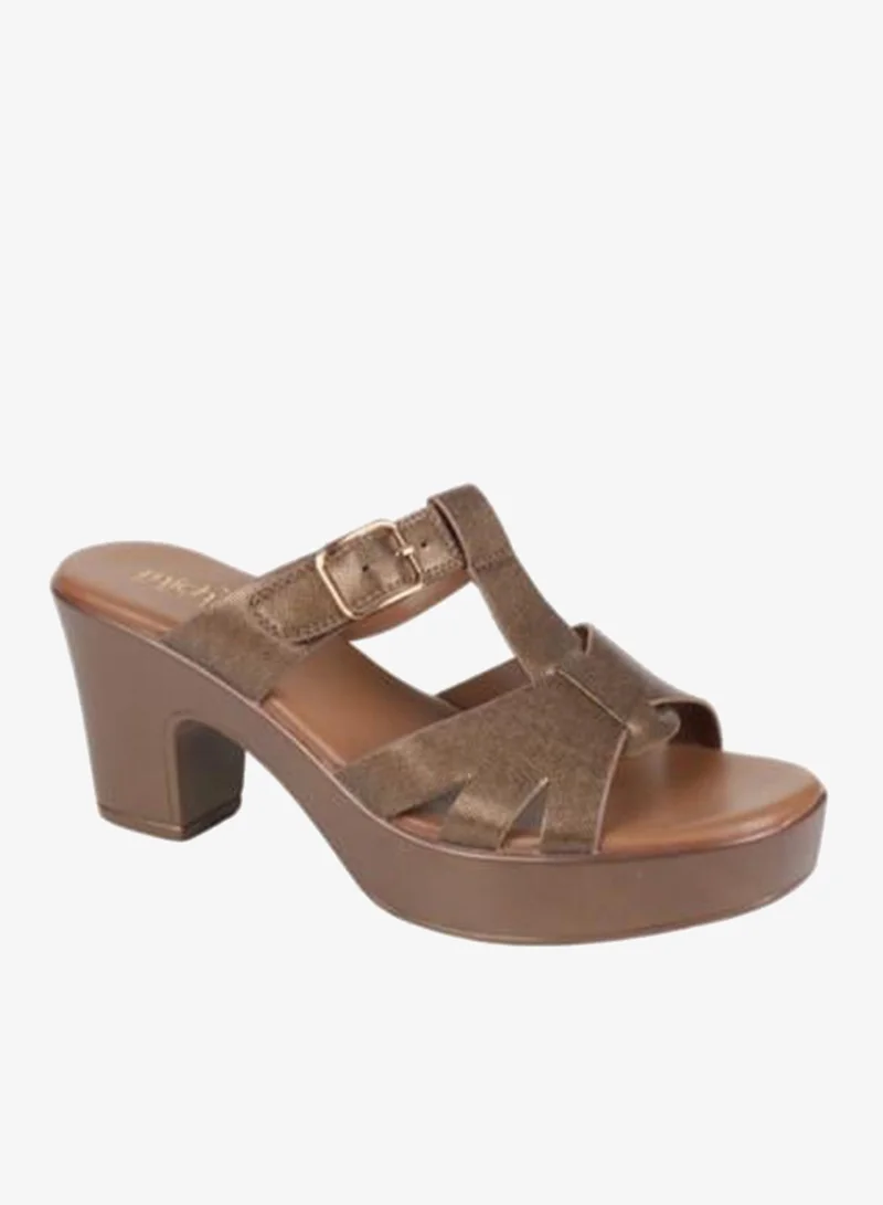 Michelle Morgan Coffee 092-2888 Michelle Morgan Ladies Block Heel Sandals 314RJ852 Coffee for Women | Best Price UAE
