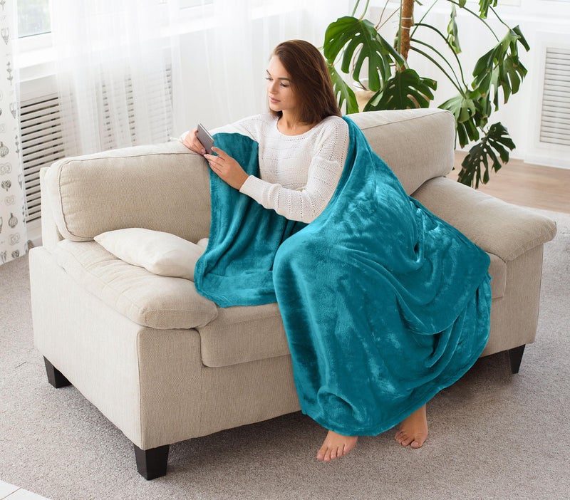 Utopia Bedding Fleece Blanket Throw Size Turquoise 300GSM Luxury Anti-Static Fuzzy Soft Microfiber Blanket for Couch, Sofa and Bed (60x50 Inch) - Image 5