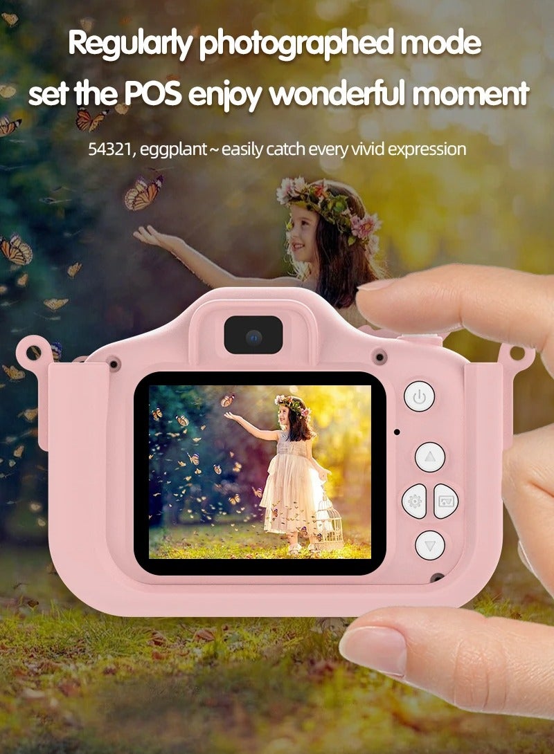 Kids Camera,Children's Digital Camera for 6+ Year Old 1080P HD Digital Video Camera Toy for 3-12 Year Old Boys/Girls, Birthday Festival Gifts for Kids,USB Rechargeable Kids Selfie Camera with 64GB SD Card and Card Reader Pink - Image 4