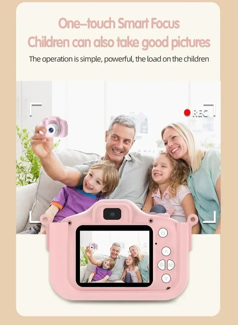 Kids Camera,Children's Digital Camera for 6+ Year Old 1080P HD Digital Video Camera Toy for 3-12 Year Old Boys/Girls, Birthday Festival Gifts for Kids,USB Rechargeable Kids Selfie Camera with 64GB SD Card and Card Reader Pink - Image 3