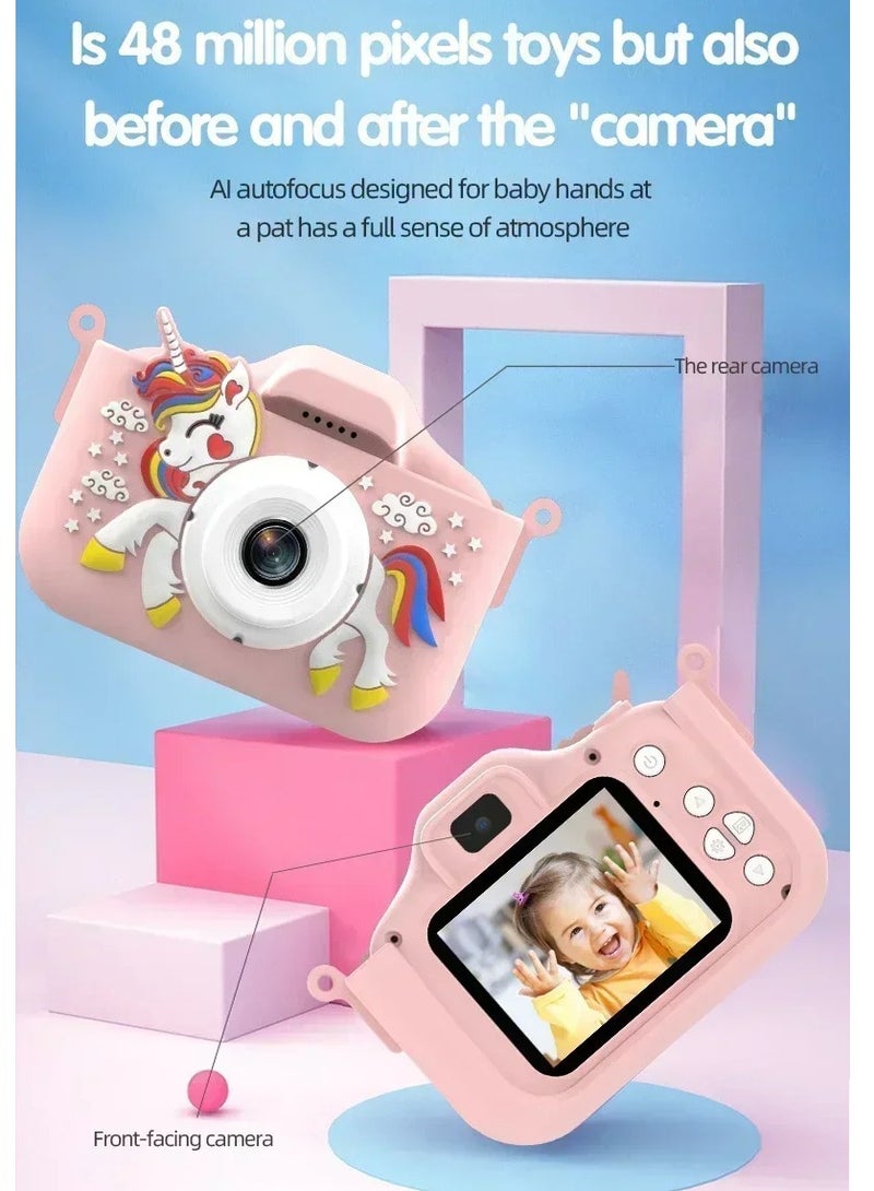 Kids Camera,Children's Digital Camera for 6+ Year Old 1080P HD Digital Video Camera Toy for 3-12 Year Old Boys/Girls, Birthday Festival Gifts for Kids,USB Rechargeable Kids Selfie Camera with 64GB SD Card and Card Reader Pink - Image 5