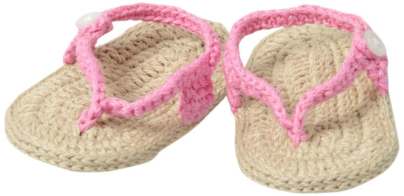 Jefferies Socks Unisex-Baby Newborn My First Flip Flops, Pink/Khaki, Newborn (2661) - Image 1