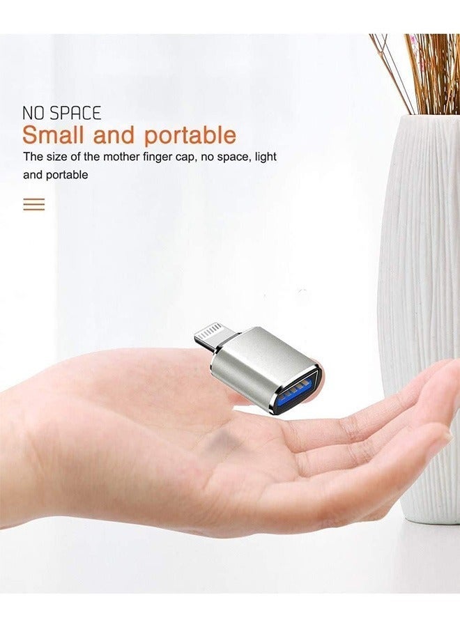 Portable Apple Lightning Reader With USB Port, USB3.0 To Lightning Camera Reader Adapter, OTG Data Sync Converter,  Support Camera Card Reader U Disk (Silver, System Requirements IOS13 or Above) - Image 3