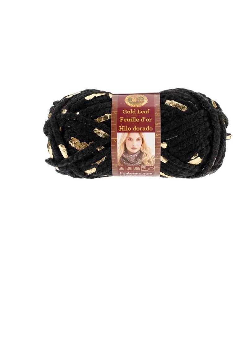 Lion Brand Gold Leaf Yarn Black & Gold - Image 3